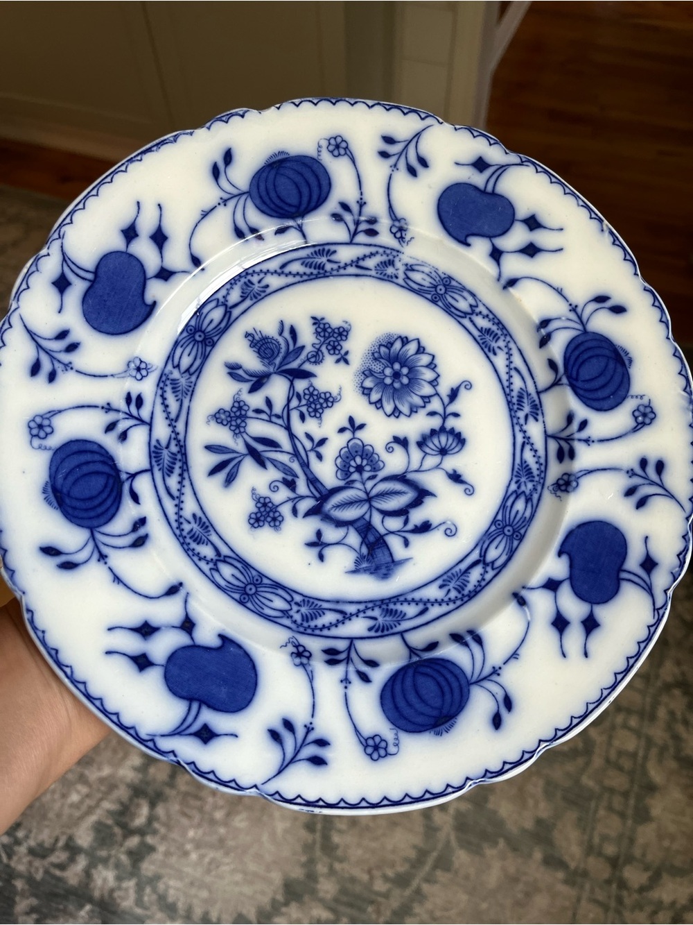 Vintage Blue Flow Dish - Allertons England “Onion” Pattern